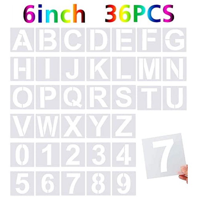 36 Pcs Reusable Large Alphabet Letter Stencils and Number Stencils for