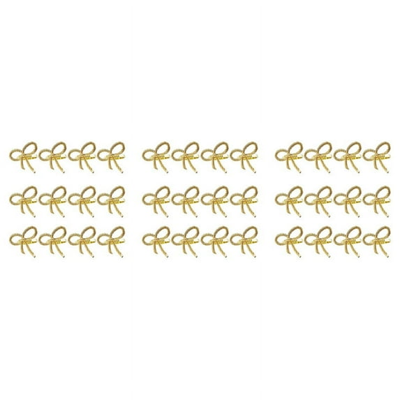 36 Pcs Simple Golden Napkin Ring Butterfly Bow Tie Napkin Buckle Hotel Restaurant Mouth Cloth Ring Metal Napkin Ring