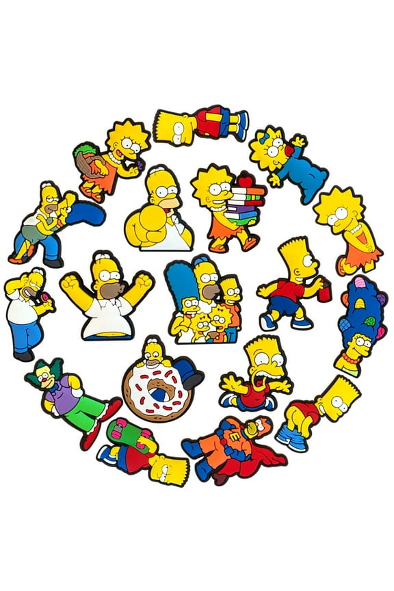 36 Pcs Simpsons Cartoon Charms for Boys Girls Charms Pack Cute Pins Accessories Cartoon Charms for Shoes Clogs Slides Bracelet Wristband Shoe Decoration