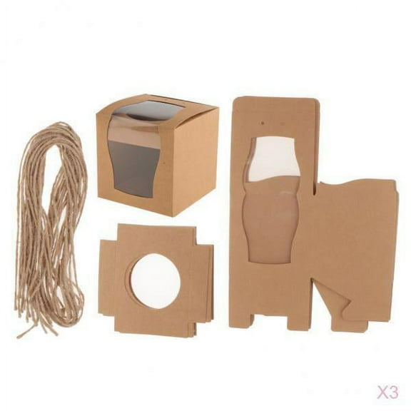 36 Pcs Single Kraft Cupcakes Containers Gift Boxes with Window Inserts Handle