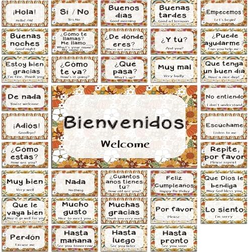 36 Pcs Spanish Words and Phrases Poster Bulletin Board Set Spanish ...