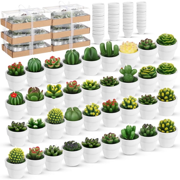 36 Pcs Succulent Cactus Tealight Candles with Mini Terracotta Pots, Spring Decor, Fiesta Cinco De Mayo Party Decorations, Mexican Party Favors, Baby Shower Wedding Table Decor
