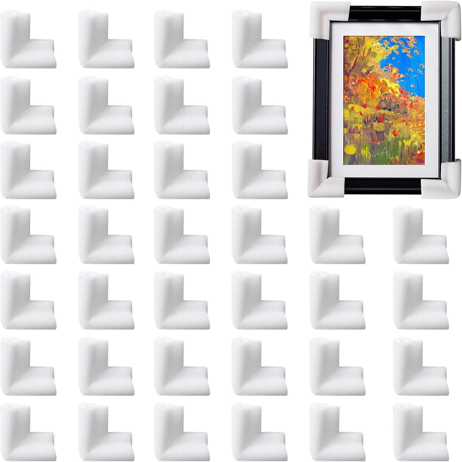 36 Pcs Thickened Foam Corner Protectors for TV,Picture,and Mirror Frames,moving supplies and packing materials picture boxes,shipping book corner - PCS