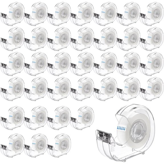 36 Pcs Transparent Tape with Dispenser, 0.7 in x 1000 Clear Tapes and Refillable Dispensers, Office Rolls Dispenser Bulk for Craft Jobs, Gift Wrapping, Repairing, Home School