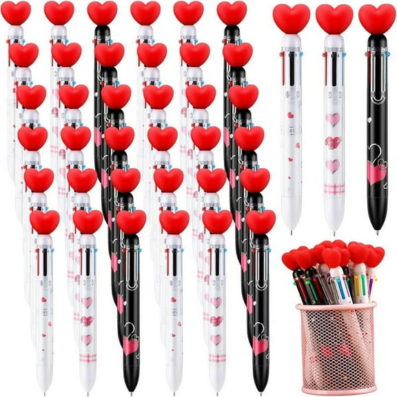 36 Pcs Valentine'S Day Heart Shape Pens Bulk, Retractable Ballpoint Pens for Valentine'S Day Adults Women Nurse Wedding