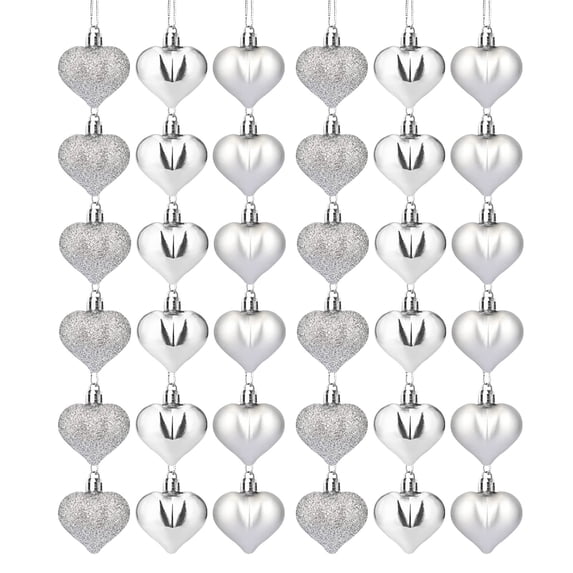 36 Pcs Valentine's Day Heart Ornaments, Heart Shaped Decorations Tree Hanging Baubles, for Valentine’s Day Wedding Christmas Tree Mother's Day Anniversary Party Decoration