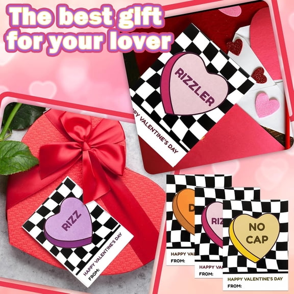 36 Pcs Valentines Day Cards Bulk for Kids School Candy Heart Slang Words Cards Funny Slang Postcard for Valentine Classroom Exchange Gifts Birthday Party Favor Supplies$$Office