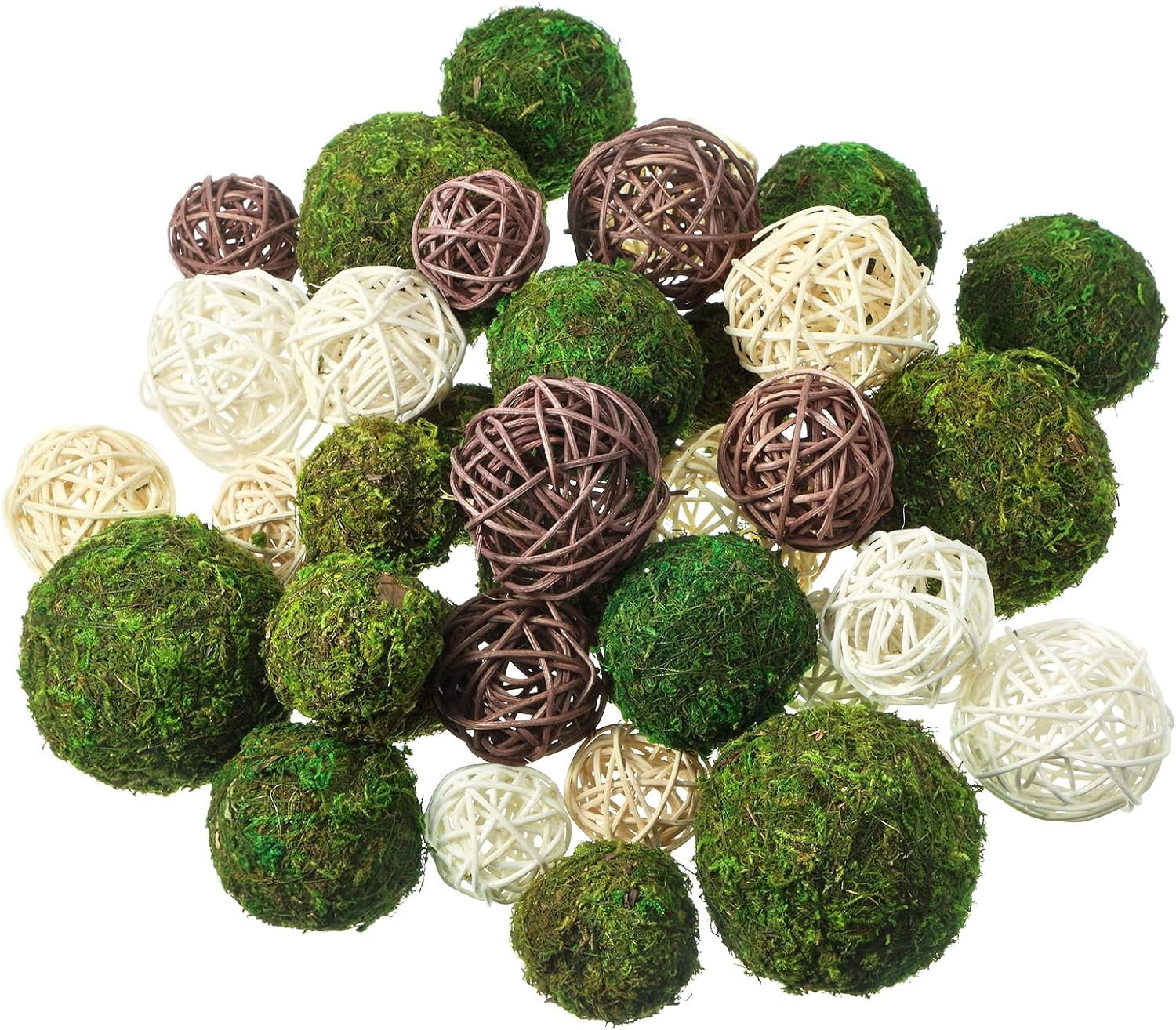 36 Pcs Wicker Rattan Balls Decorative Balls for Vase Centerpiece Bowls ...