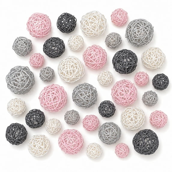 BlinkL White Valentine's Day Wicker Decorative Balls 36 Count