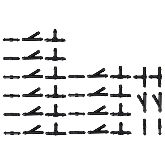 36 Pcs Windshield Washer Hose Connectors Y T I Type Splitter Fittings for Car Water Tube Black Automobile Parts