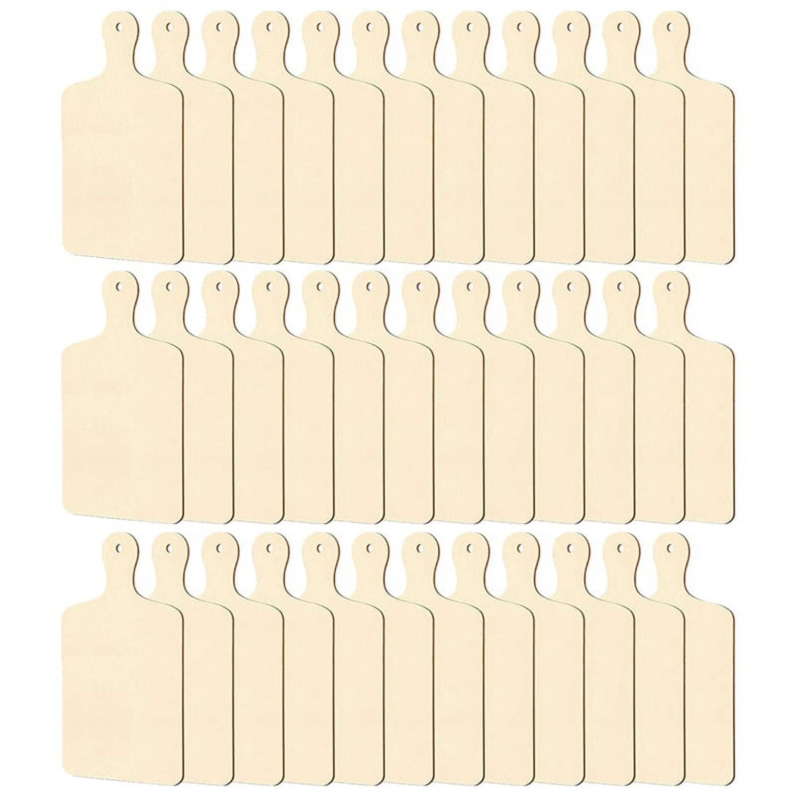 36 Pcs Wooden Mini Cutting Board with Handle Unfinished Wood