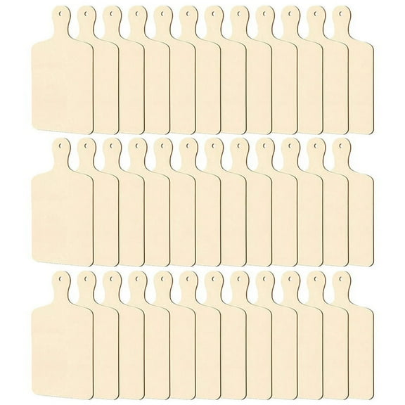 36 Pcs Wooden Mini Cutting Board with Handle Unfinished Wood