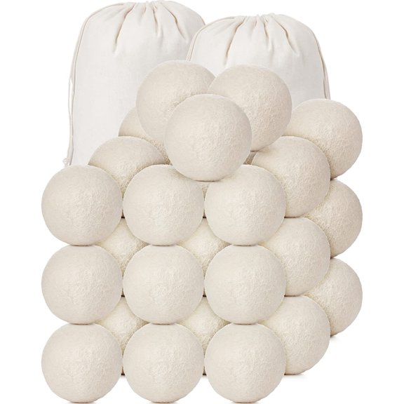 36 Pcs Wool Dryer Balls Set Reusable Laundry Wool Balls with Muslin Bags Fabric Softener Anti Wrinkle Anti Static Saving Energy and Time