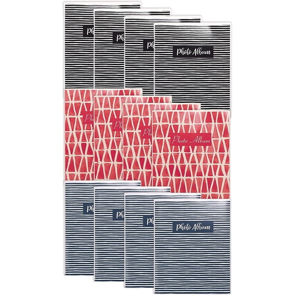 36 Photo Mini Album 4 x 6 Inch Pack of 12 Flexible Cover with Removable Decorative Inserts Clear View Front Cover 12
