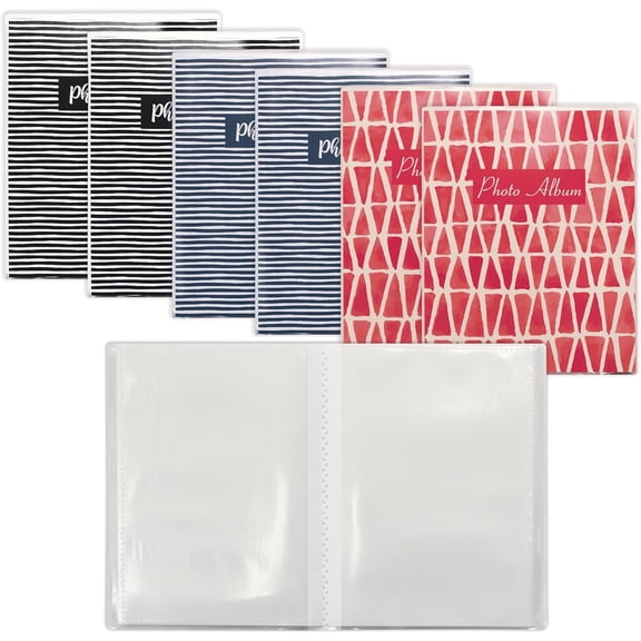 36 Photo Mini Photo Album, 4 x 6 Inch, Pack of 6, Flexible Cover with Removable Decorative Inserts, Clear View Front Cover, 6 Pack