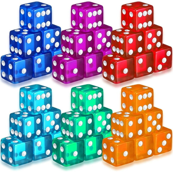 36 Piece 19 mm Casino Style Craps Dice Sets Acrylic and Translucent D6 Dice, Square W/Rounded Edge for Casino, Craps, Table Games and Board Games(Fresh Color)