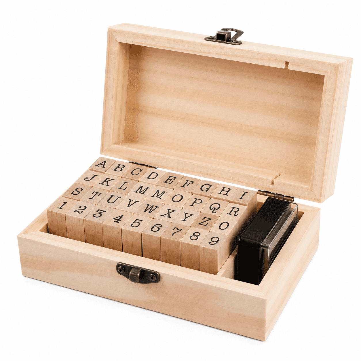 36-Piece Alphabet and Number Stamp Set, Wooden Rubber Stamps with ...