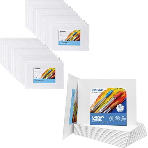 36 Piece Blank Art Canvas Board Set 5x7 Inch And 12x16 Inch 100 Percent Cotton Primed Panel