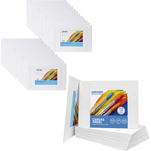 36 Piece Blank Art Canvas Board Set 5x7 Inch And 9x12 Inch 100 Percent Cotton Primed Panel