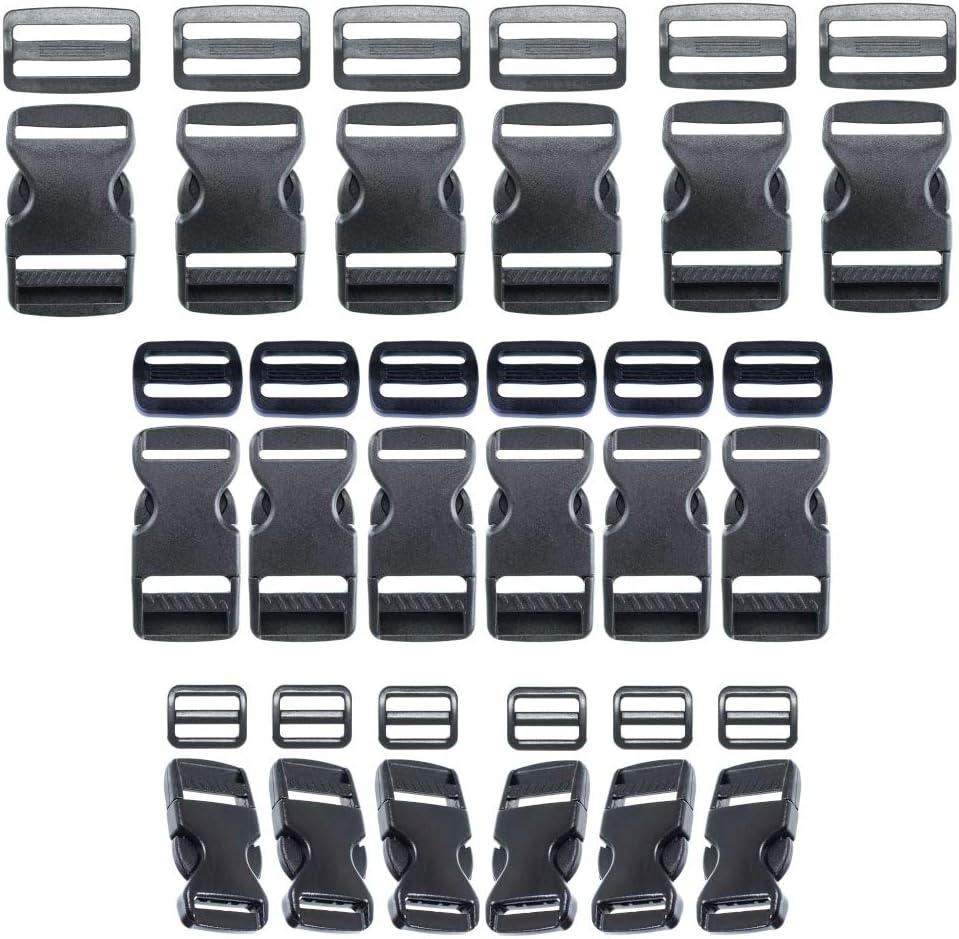 36 Piece Buckle And TriGlide Slide Kits Side Release Plastic Buckles