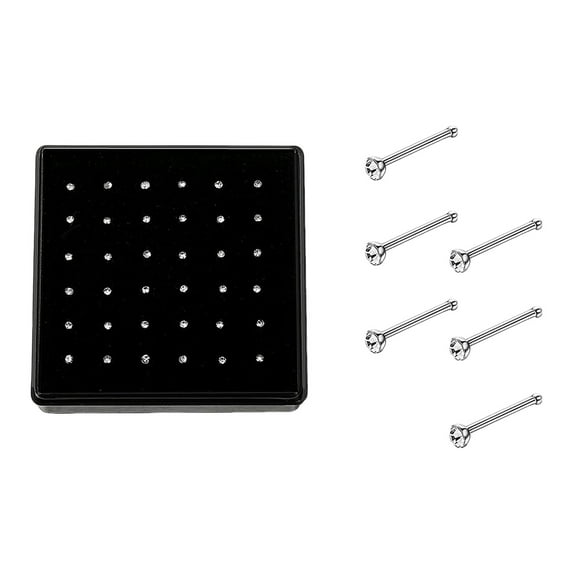 36 Piece Delicate Nose Studs European Style Embedded Stainless Steel Jewelry Set for Women and Girls