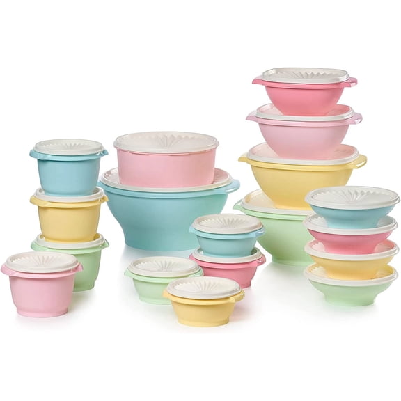 36 Piece Food Storage Container Set with Vintage Colors Dishwasher Safe BPA Free