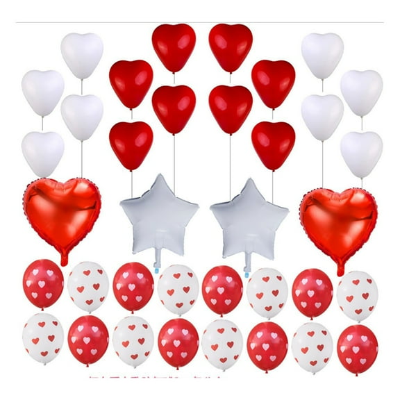 36-Piece Heart Shaped Balloons Set 12inch