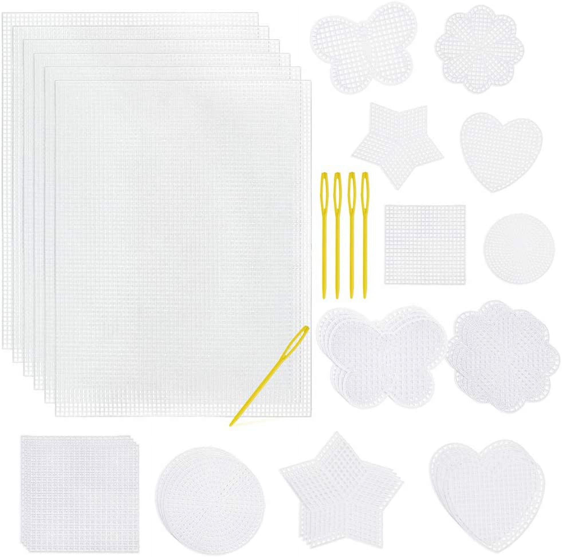 36-Piece Mesh Canvas Sheets Kit - 30 Shapes, 6 Rectangular Canvases & Embroidery Tools for Plastic Canvas Craft