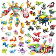 WLBES Party Favors, Classroom Rewards, Goodie Bag Stuffers | 36PCS Mini Animal STEM Building Blocks, 3 Themes 12-in-1 Combine Set for Kids Ages 3+