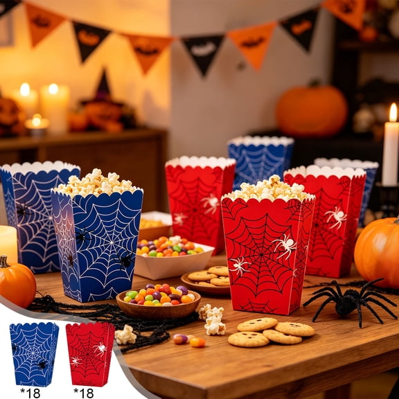 36-Piece Multicolor Halloween Party Supplies Tableware Set with Tablecloth, Plates, Cups, and Decorations, Paper Plates and Cups for Webs, Bats, and Pumpkins Theme, 10.63x9.06x1.57 Inch