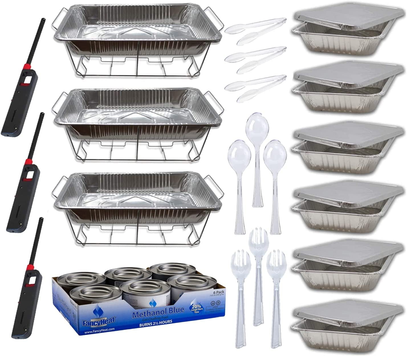 36 Piece Party Buffet Serving Kit Includes Chafing Kits and Serving Utensils For All Types Of