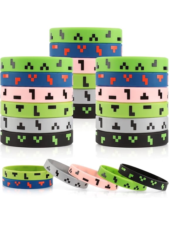 36 Piece Pixel Theme Silicone Bracelets