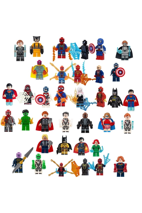 36-Piece Super Hero Assorted Minifigures Set, 1.77 Inch Building Block Toys, Creative Gift for Adult & Hobby Fans