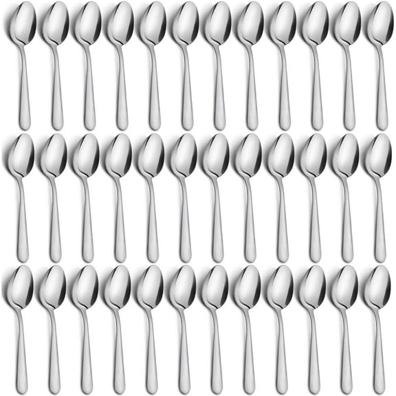 36-Piece Tea Spoons Set - 5.9" Stainless Steel Tea Spoon Silverware, Durable Small Spoons, Cost-effective Teaspoon Set of 36 for Home Kitchen Restaurant - Mirror Polished, Dishwasher Safe