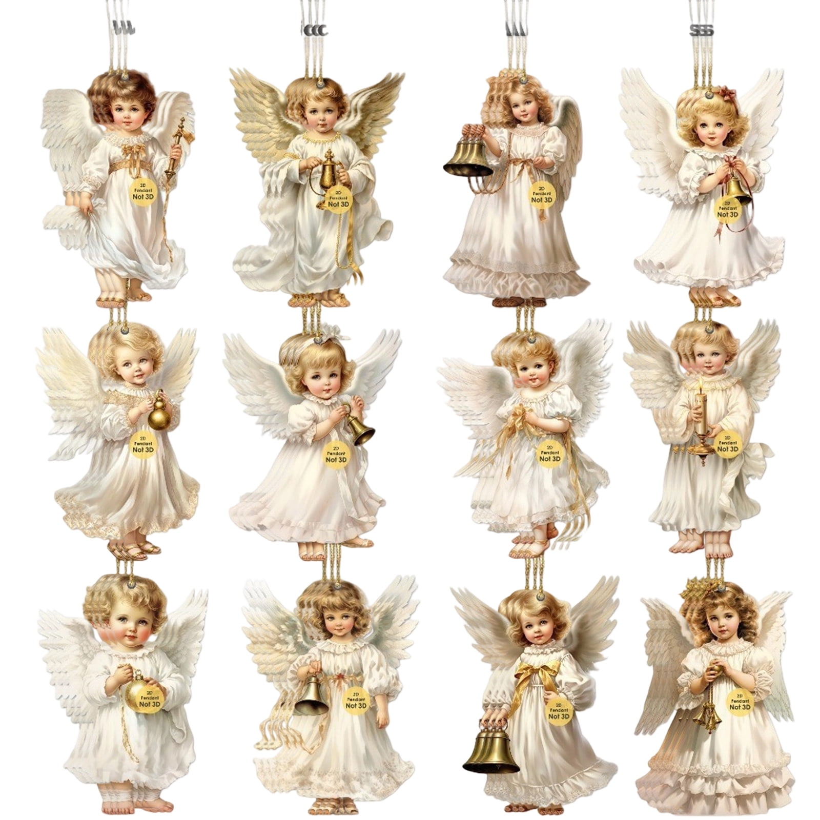 36 Piece Victorian Angel Wooden Decoration Set, 2D Design Traditional ...