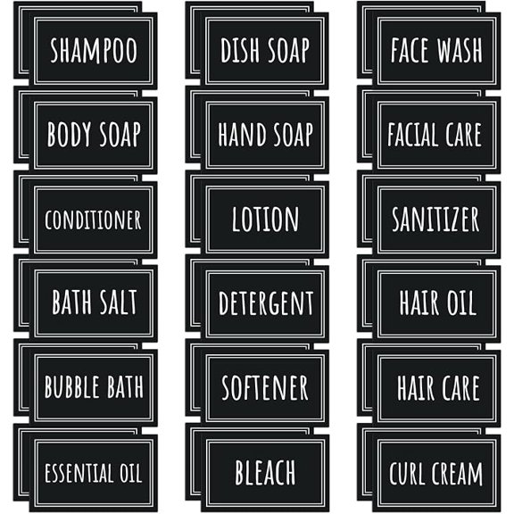 36 Piece Waterproof Soap Dispenser Bottle Labels