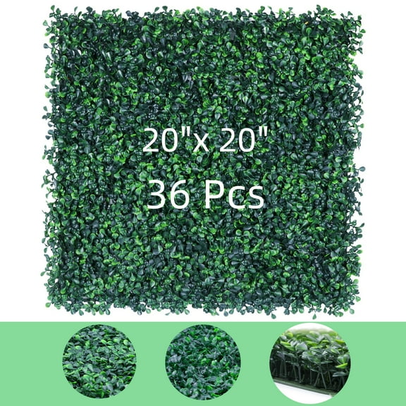 36 Pieces 20"x 20" Green Wall Decor Greenery Wall, Artificial Boxwood Panels Topiary Hedge Plant,Grass Wall Backdrop Panels
