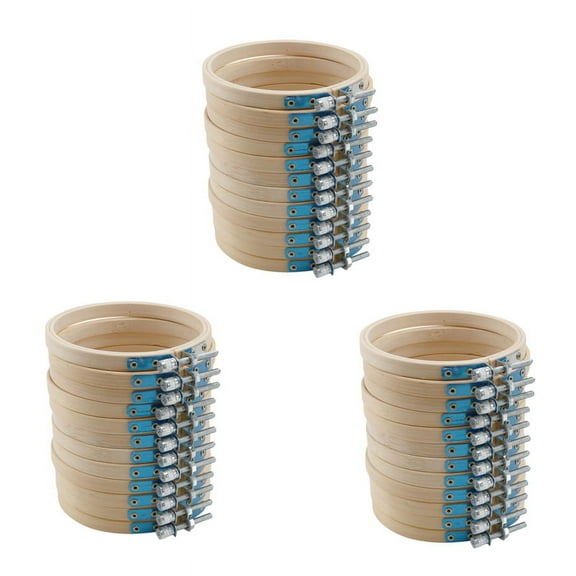 36 Pieces 4 Inch Embroidery Hoops Set Bulk Bamboo Circle Cross Hoop Round Ring