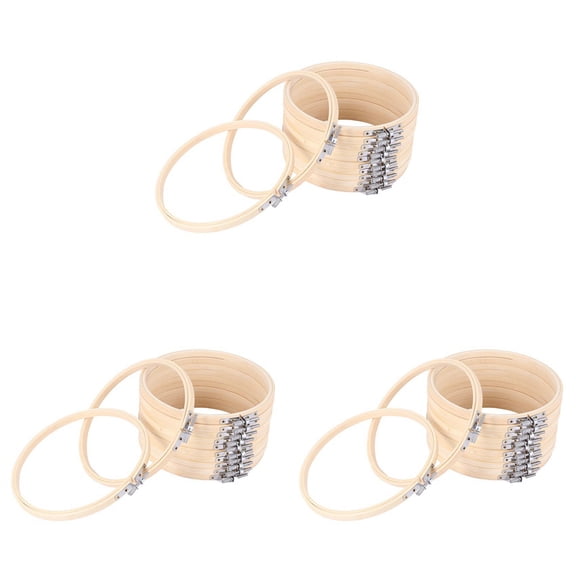 36 Pieces 7 Inch Wooden Embroidery Hoops Bulk Bamboo Circle Hoop Round Ring for Art Craft Handy Sewing