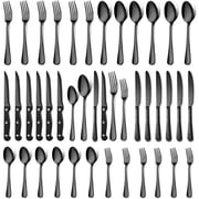 stusgo 36 Pieces Black Silverware Sets Service, Premium Stainless Steel Flatware Set,Matte Black Cutlery Sets for Family Gatherings, Hotel etc Use, Dishwasher Safeblack
