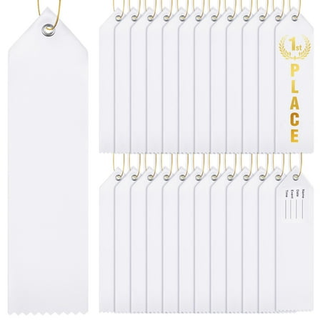 36 Pieces Blank Award Ribbons DIY Medal Prize Ribbons with Attached Card and Rope for Competitions Sports Events 1st, 2nd, 3rd Place(White)