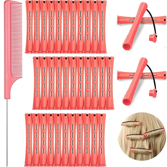 36 Pieces Cold Wave Rod Hair Perm Rods Hair Rollers Perming Curlers with Steel Rat Tail Comb for Hairdressing Styling