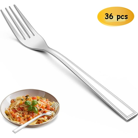 36 Pieces Dinner Forks Set, Hunnycook 7.7 Inch Square Handle Stainless Steel Fork Silverware, Flatware Cutlery Set, Use for Home Kitchen Restaurant, Dishwasher Safe