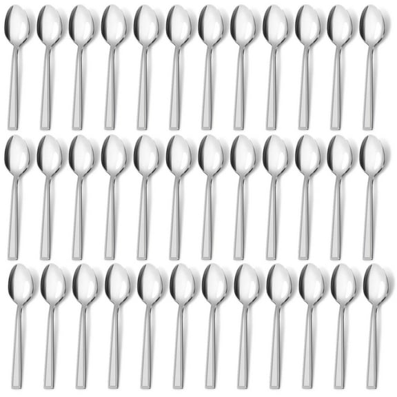 36 Pieces Dinner Spoons Set, Hunnycook 5.7" Stainless Steel Spoons Silverware, Texture Design Mirror Polished Table Spoons Cutlery Set for Home Kitchen Restaurant, Dishwasher Safe