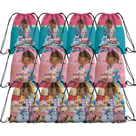 36 Pieces Doc Mcstuffins Candy Drawstring Bag, Drawstring Goodie Favor Bags for Kids Birthday Party Decorations(10.6 x 13.3 Inch)
