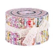 36 Pieces Fabric Strips Roll 2.5 Inch Jelly Fabric Bundles Fabric Quilting Strips Roll Up Flower Precut Patchwork Strips for Sewing Favors - Floral