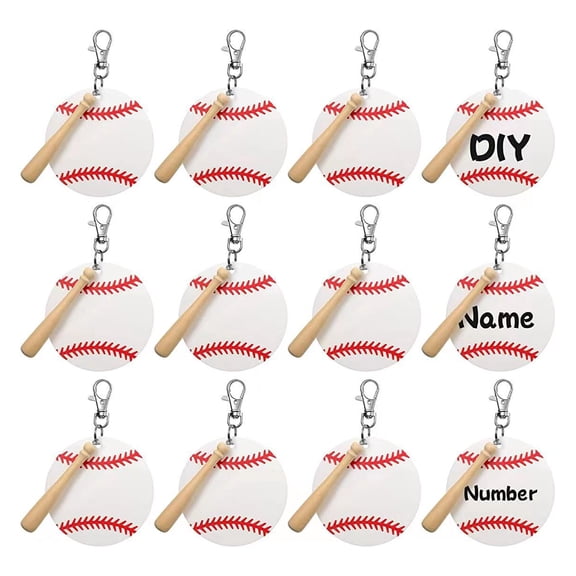 36 Pieces Fashion Acrylic Baseball Keychain Keychain Tassels Chain Rings Lobster Clasp Keychain
