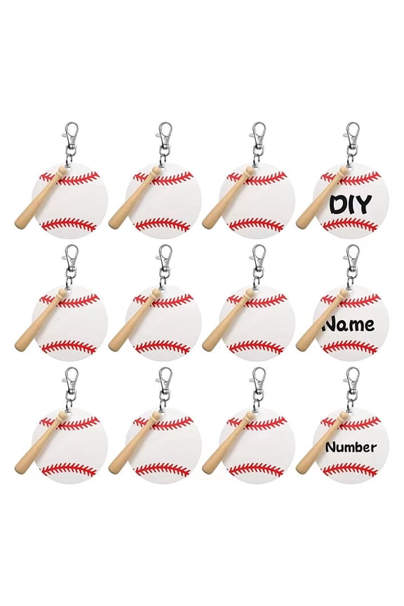 36 Pieces Fashion Acrylic Baseball Keychain Keychain Tassels Chain Rings Lobster Clasp Keychain