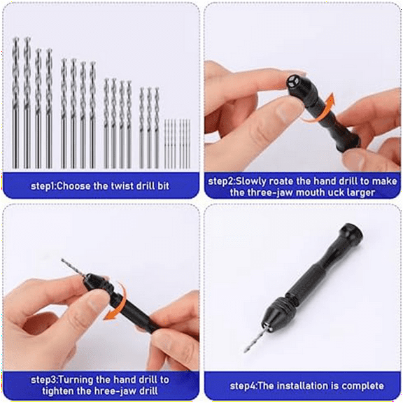 36 Pieces Hand Drill Bits Set, Pin Vise Hand Drill MiniMicro Drill for Resin Polymer ClayCraft Model Jewelry Making