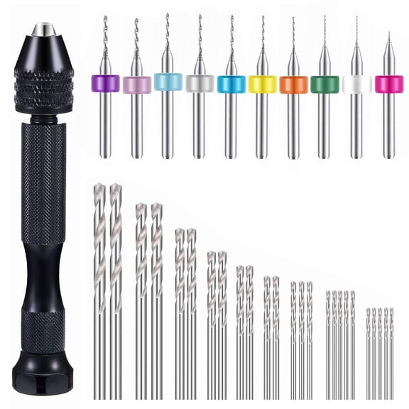 36 Pieces Hand Drill Set, Include Pin Vise Hand Drill, Mini Drills and Twist Drills for Craft Carving DIY (0.3-1.2 mm PCB Drill)